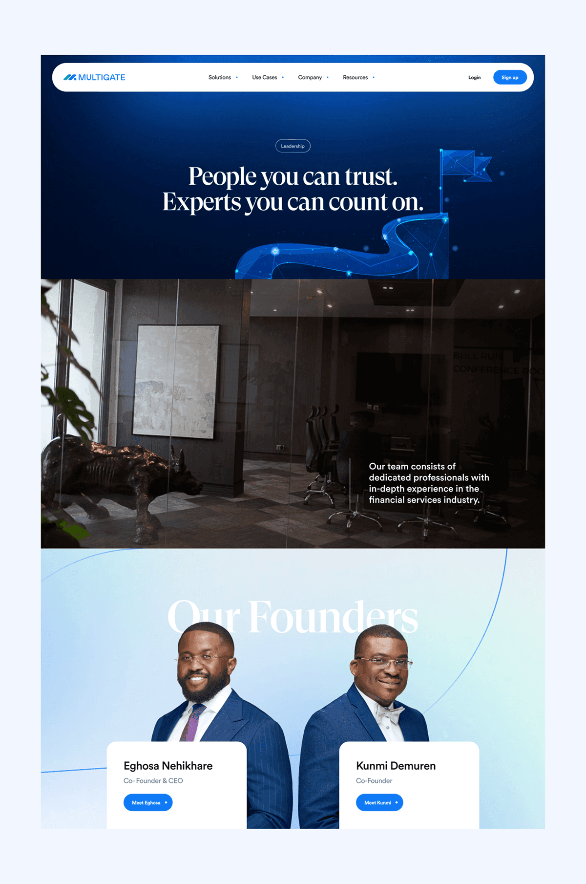 Multigate Leadership Page - Corporate Governance UI Design by Nativebrands Digital Agency